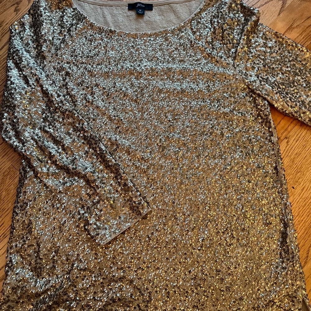 J crew gold sequin top
